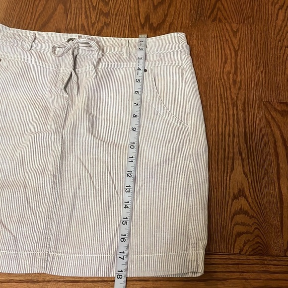 Dalia Collection modern fit mini skirt linen cotton blend striped draw string 6 - Picture 10 of 11